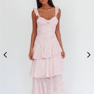 Hello Molly Pink Tiered Ruffled Maxi Dress